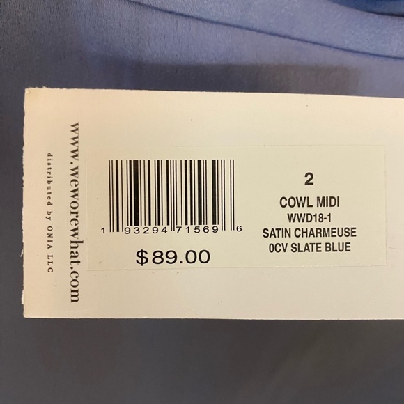 NWT WeWoreWhat Satin Phoebe Cowl Front Slate Blue Midi - Picture 4 of 6